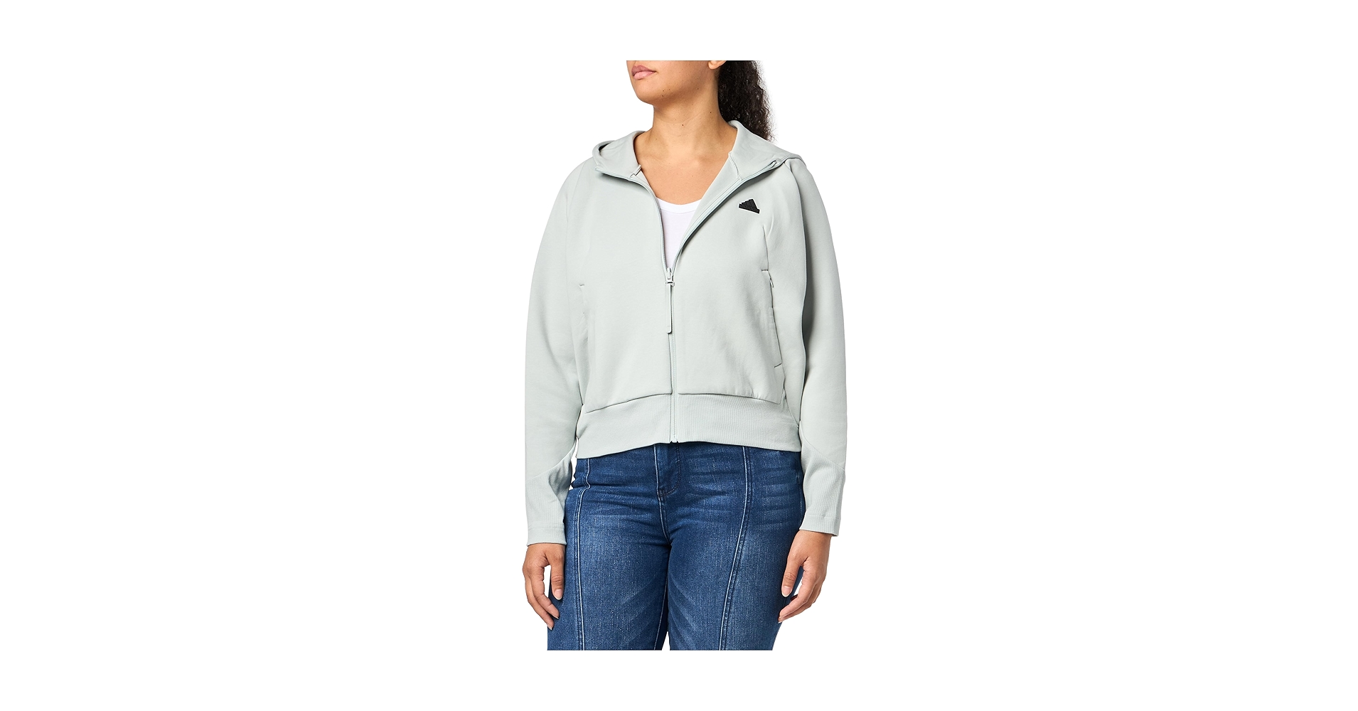 adidas Women's Z.N.E Full-Zip Hoodie, Wonder Silver, X-Small